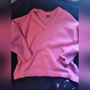 Wild Fable Pink V-Neck Oversized Sweater